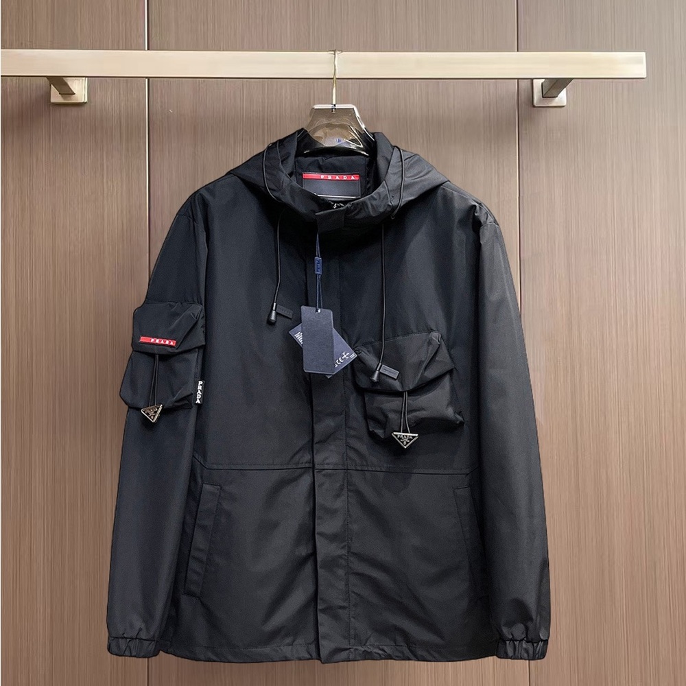 Prada Black Lightweight Hooded Utility Jacket